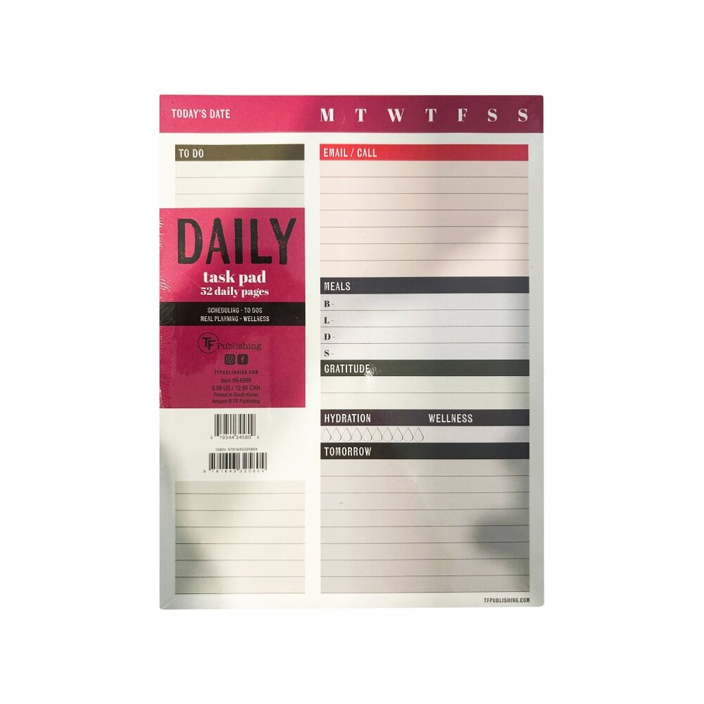 Ultimate Daily Task Pad: 52-Page Scheduler for Meal Planning & Wellness